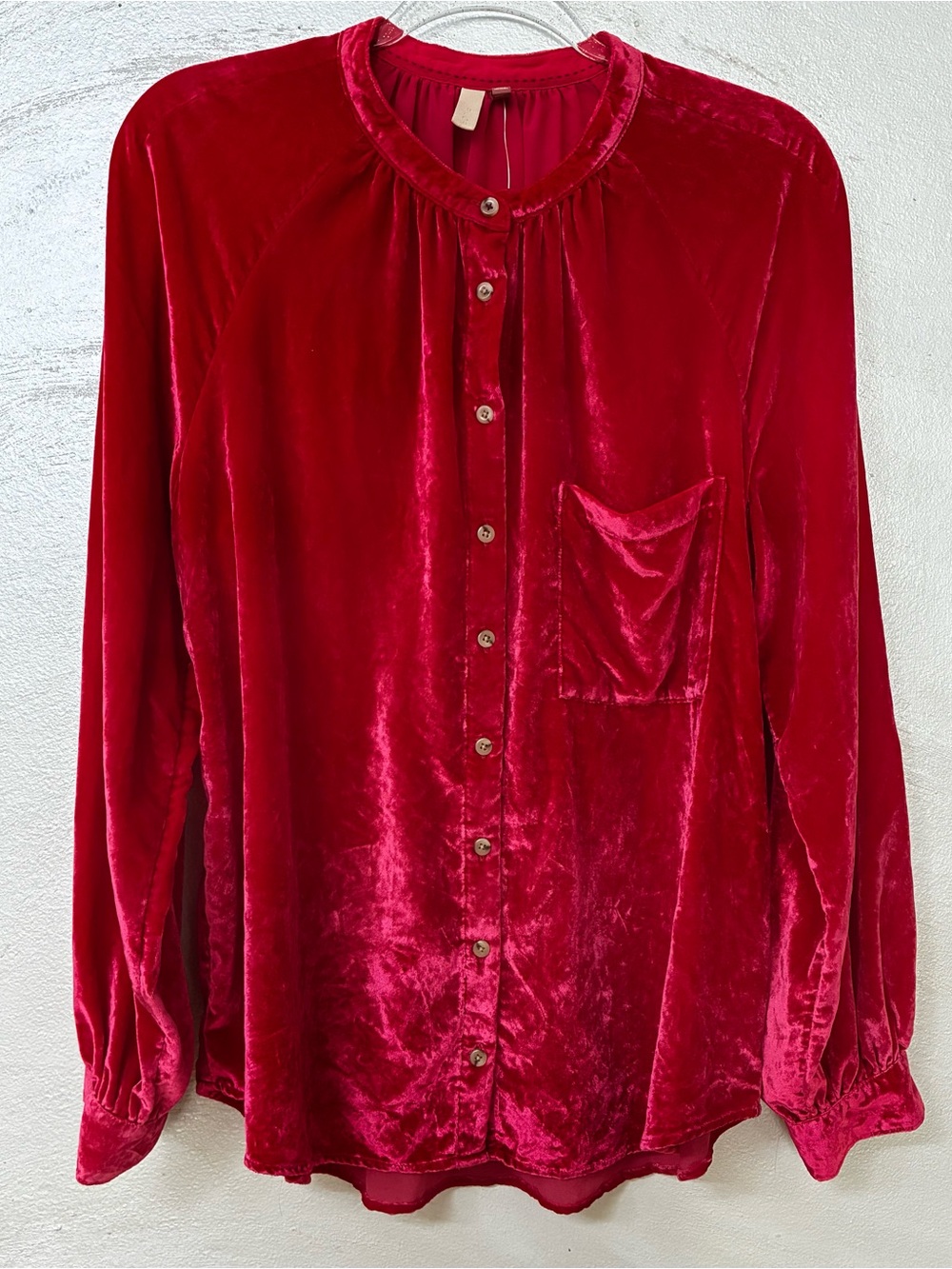 Pilcro Anthropology Red Velvet Button-Down Shirt